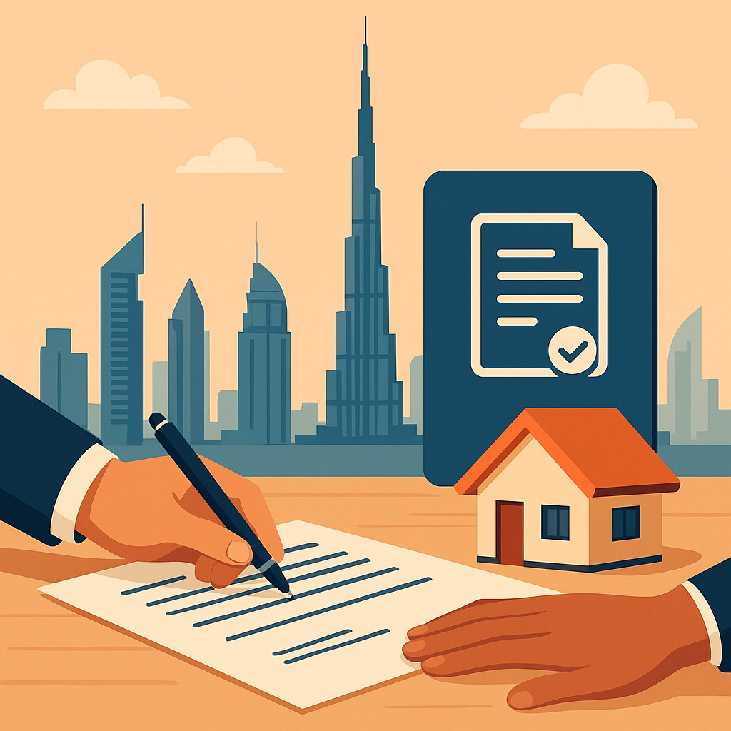 Signing a rental contract in Dubai with Ejari registration documents